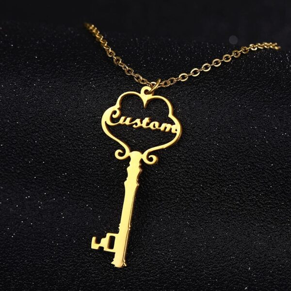 Custom Name Necklace & Pendant Stainless Steel Personalized Key Pendants Charms Choker For Women Nameplate Initial Jewelry Gifts